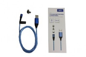 R Setty USB magnetisches Ladekabel 1 m LED blue