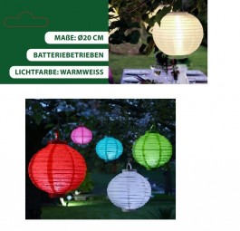 Lampion LED Ø 20 cm in 5 Farben, batteriebetrieben
